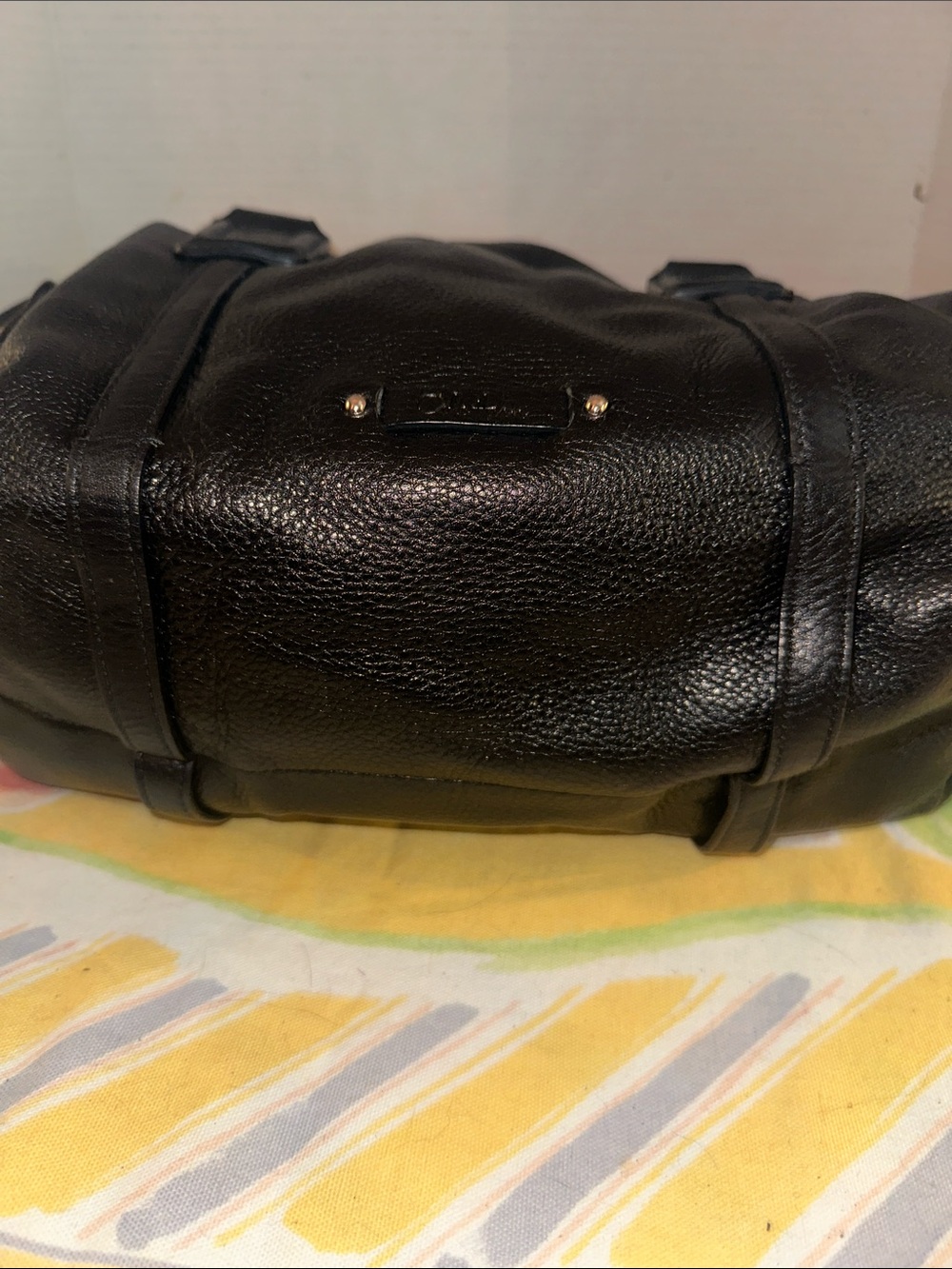 Cole Haan Black Gramercy Archer Leather Satchel Bag w Crossbody Strap & Charm - Picture 5 of 15